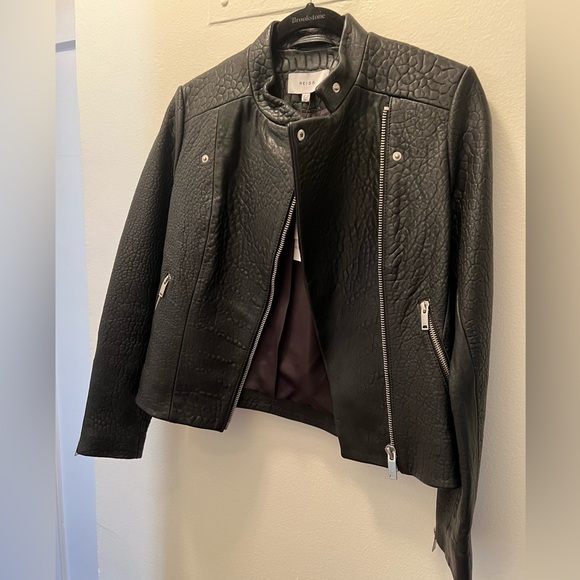 Reiss Luella Texture Leather Biker Jacket. Size 2 - Picture 2 of 14